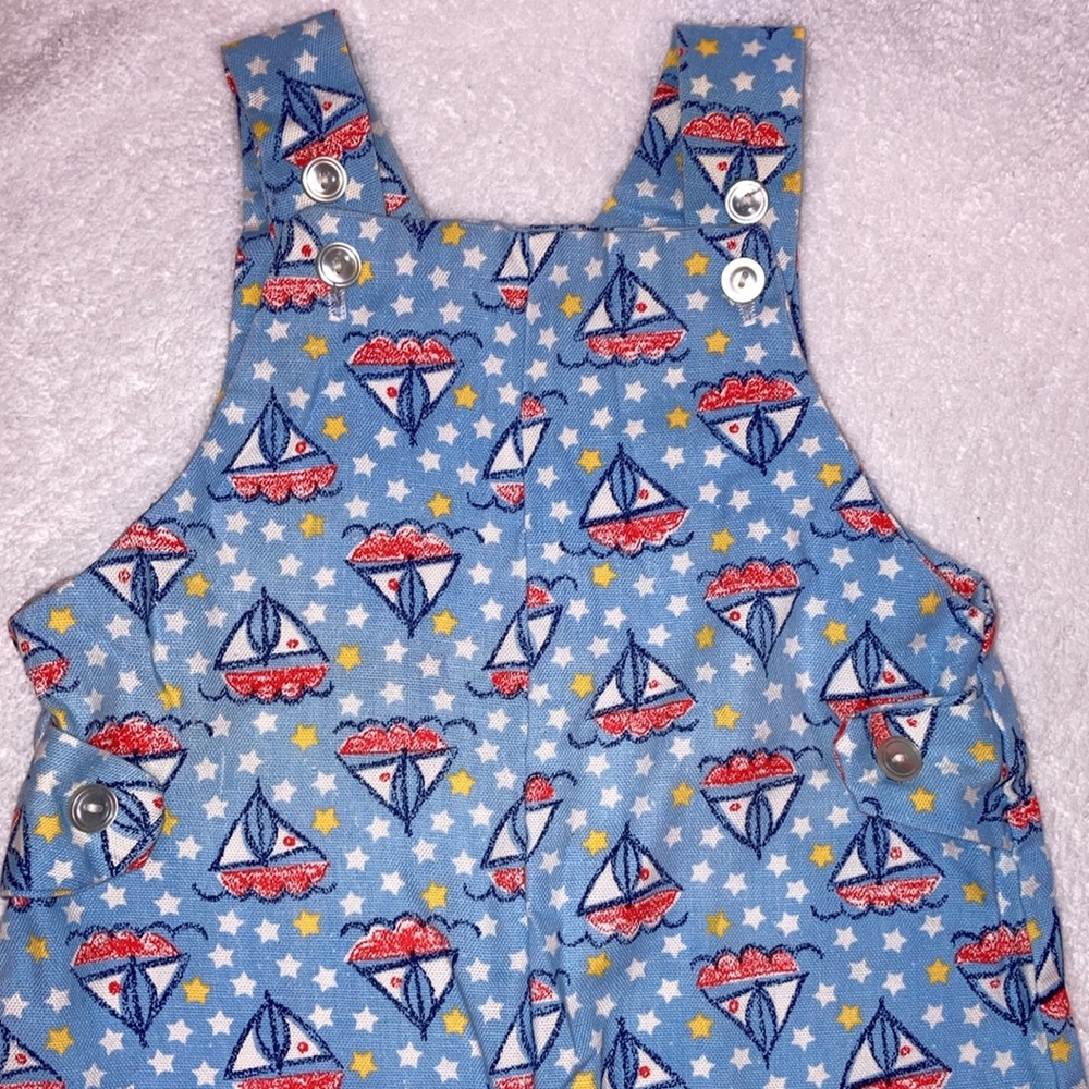 70’s Vintage forester brand sailboat stars overalls jon Jon’s 3/4